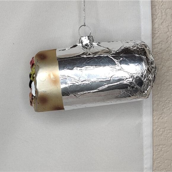 Chipotle Wrapped Stuffed Burrito Glass Christmas Ornament - Picture 5 of 12